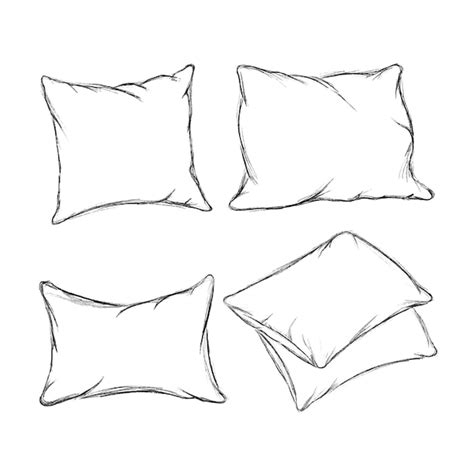 Premium Vector Set Simple Sketch Of Pillow Black Lines Design Vector