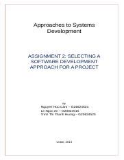 C Assignment Selecting An Sdlc Approach Docx Approaches To