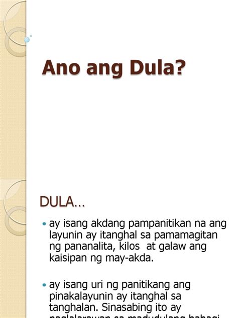 Kahulugan Ng Dula