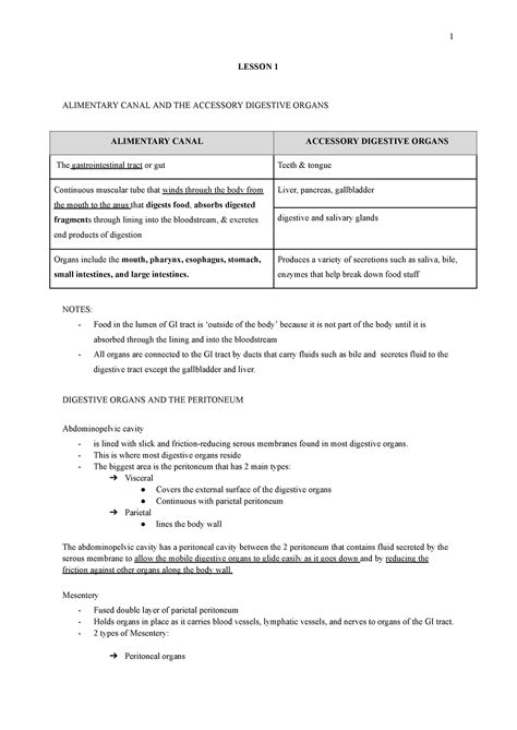 ANP 1107 Improved Lohnes LESSON 1 ALIMENTARY CANAL AND THE