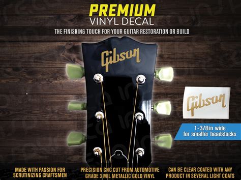 Gibson Headstock Decal, 1-3/8in, Gold - inspyre design + print