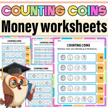 Coin Identification and Coin Counting | Coins Money Worksheets for ...