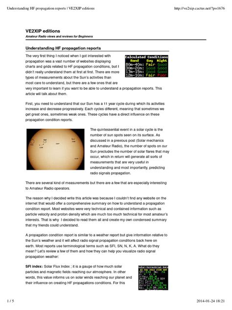 Understanding HF Propagation Reports | PDF | Ionosphere | Sun