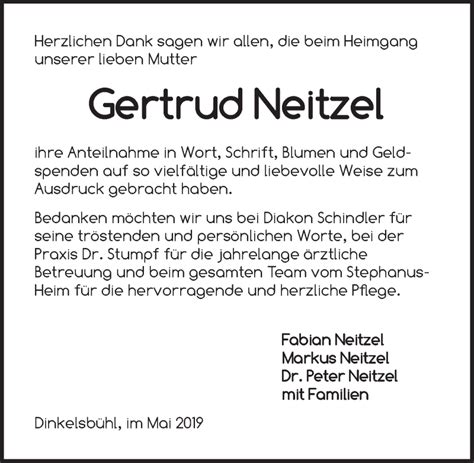 Traueranzeigen Von Gertrud Neitzel Trauer Flz De