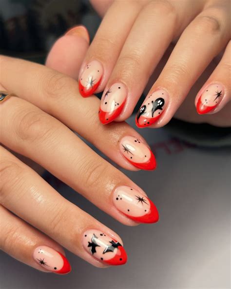 35 Spooky Halloween Nail Art Ideas Bold Red Halloween French Tips I