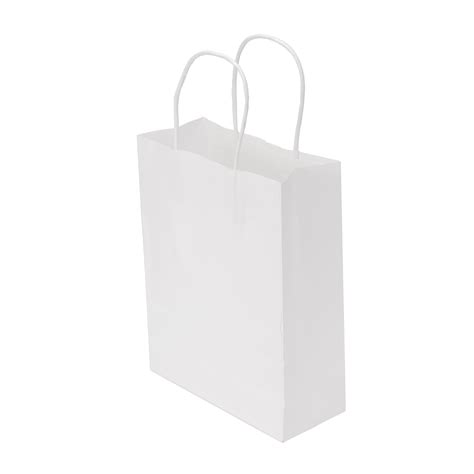 250pcs White Paper Twisted Handle Bag 190245 80mm Stanley Packaging