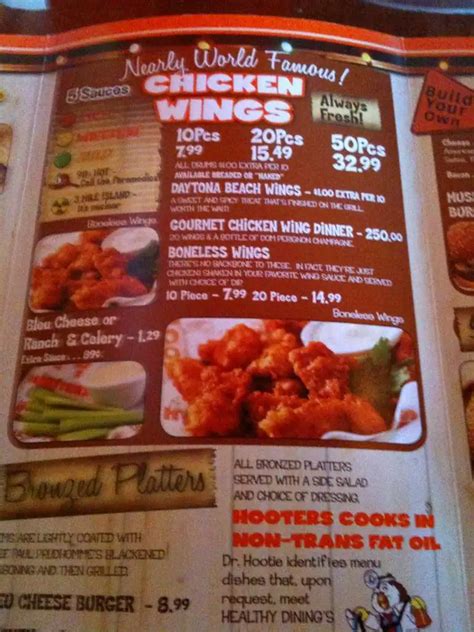 Original Hooters Menu