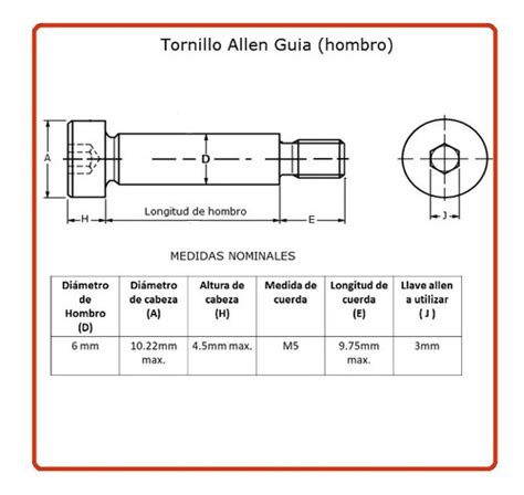 Tornillo Allen Guia Hombro M X Mm Pzs Mercadolibre