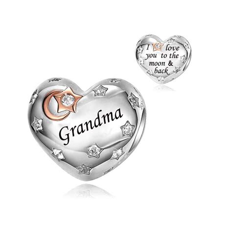 Oma Hart Bedel Grandma Heart Charm Sterling Zilver Bedel Voor