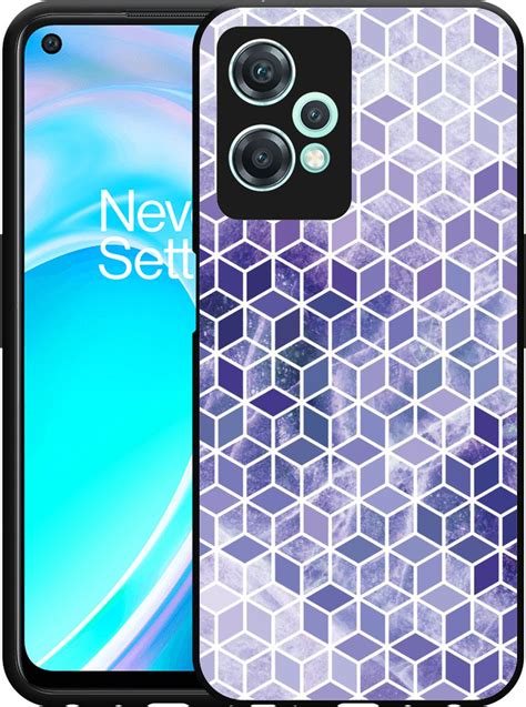 Oneplus Nord Ce Lite Hardcase Hoesje Paars Hexagon Marmer Designed