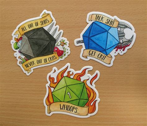 Dnd Rpg And Fantasy Crit Stickers 8mm Vinyl Die Cut Etsy