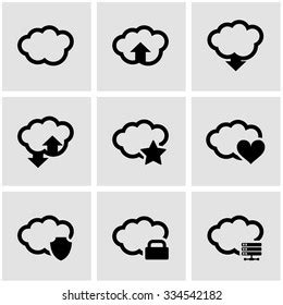 Vector Black Cloud Icon Set Stock Vector Royalty Free 334542182