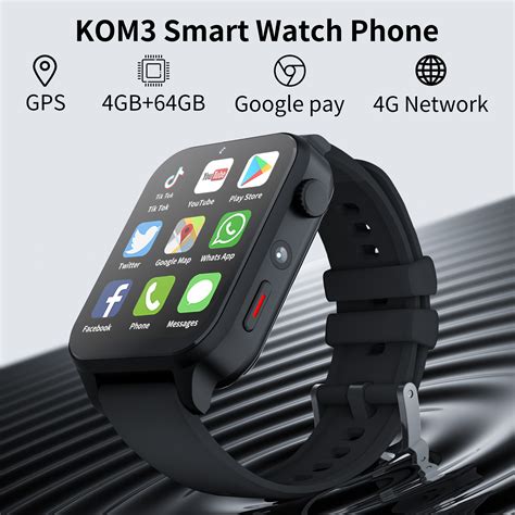 Kom3 4g Internet Smart Watch Mobile 4gb 64gb Android 9 0 Gps 1 99