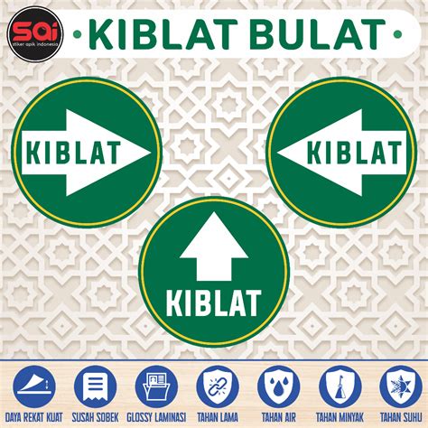 Jual STIKER VINYL PETUNJUK ARAH KIBLAT LINGKARAN LAMINASI GLOSSY