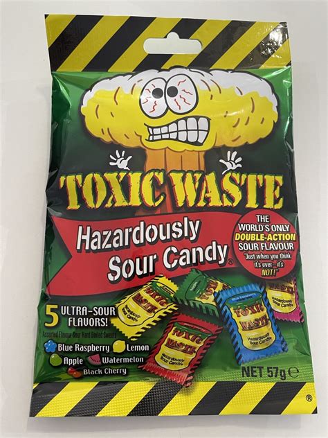 Toxic Waste Hazardously Sour Candy Peg Bag 57g Sweet Taste Of America