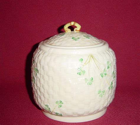 Irish Belleek Porcelain Covered Biscuit Jar Biscuit Jar Belleek