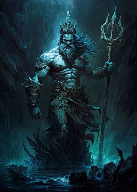 Poseidon Poster By Kyzart Displate Poseidon Greek Mythology Odin