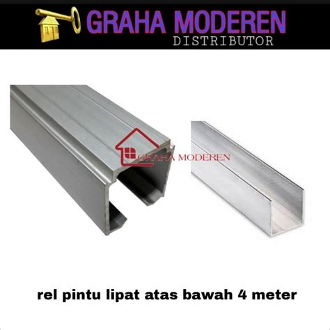 Jual Rel Pintu Lipat Aluminium Meter Set Atas Bawah Rel Pintu