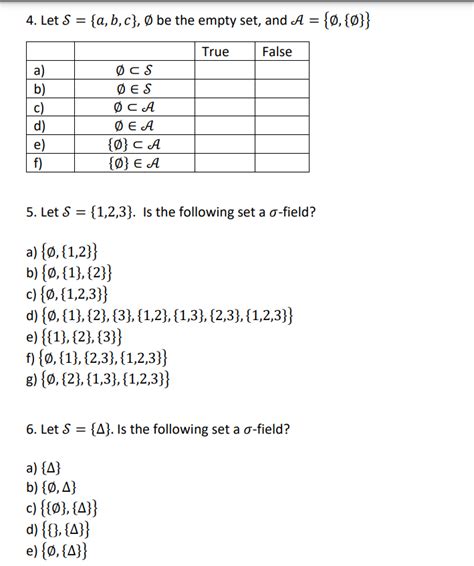 4. Let S={a,b,c},∅ be the empty set, and A={∅,{∅}} 5. | Chegg.com