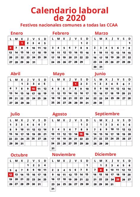 Calendario Laboral De Los Festivos En Espa A Y En Las Comunidades