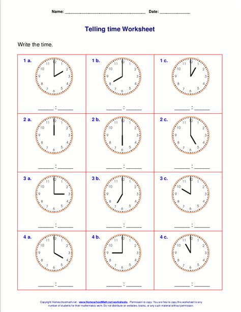 Telling Time Worksheets For 1st Grade Worksheets Library