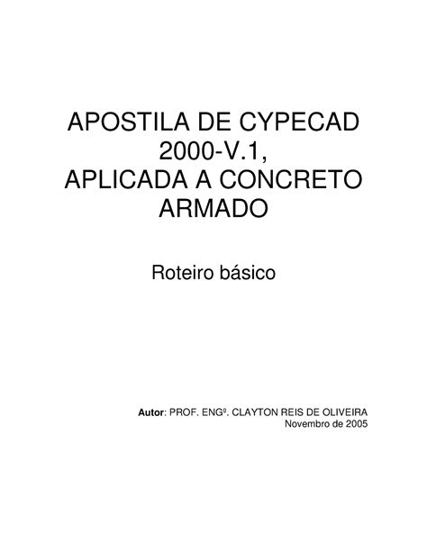 Apostila Cypecad Apostila Para Uso Do Cype Apostila De Cypecad