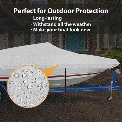 21-24Ft Trailerable Boat Cover UV Waterproof Heavy Duty Fishing V-Hull ...