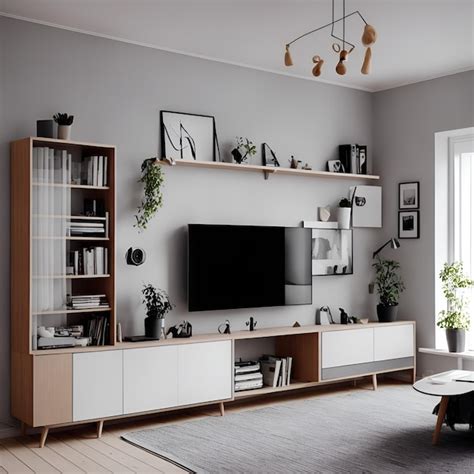 Premium AI Image | Photo of a modern living room with a large TV ...