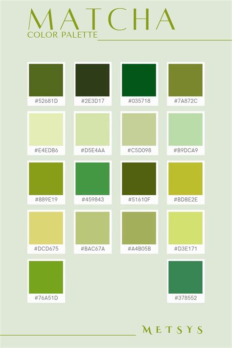 Matcha Color Palette Green Color Pallete Green Palette Green Colour