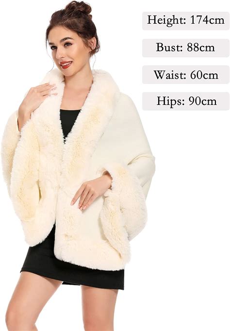 Zlyc Women Winter Faux Fur Shawl Stole Warm Wrap Cape Beige At Amazon Womens Clothing Store