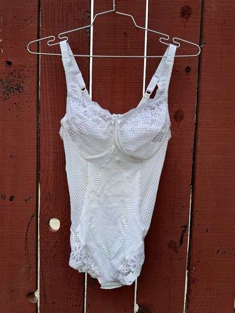 Vintage White Lace Teddy Lingerie By Goddess Size B Gem