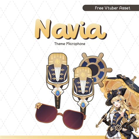 [free Vtuber Asset] Navia Microphone And Sunglasses Genshin Impact Hoyolab