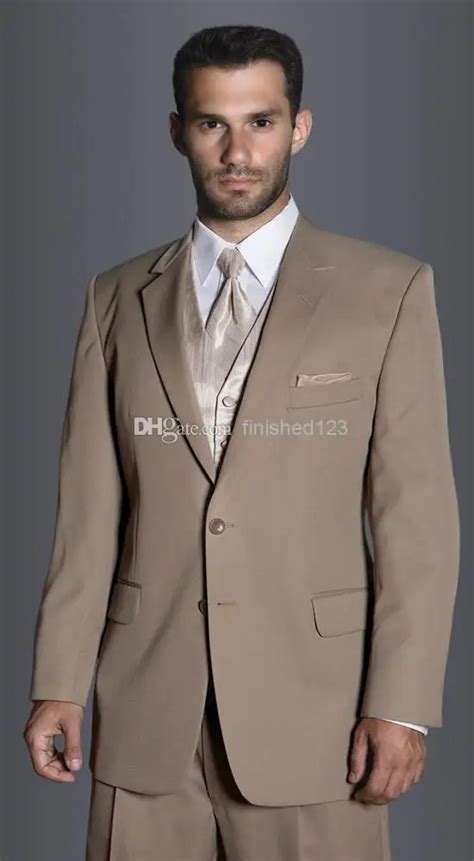 Customize Two Buttons Light Brown Groom Tuxedos Notch Lapel Best Man Groomsmen Men Wedding Suits