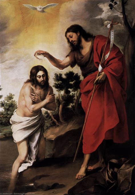 Oil Painting Replica Baptism Of Christ 1665 By Bartolome Esteban