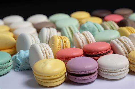 Macaron De Merengue Con Rellenos De Diferentes Sabores Y Colores