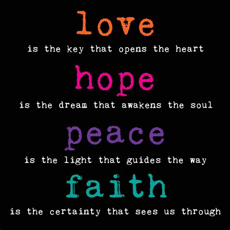 Love Hope Peace And Faith Awakens Faith Hope Crafts To Do Peace And Love Wise Words Wish