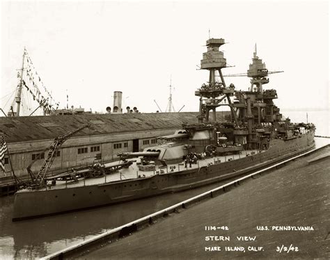 Battleship USS Pennsylvania (BB-38),at Mare Island San Francisco, 1942 ...