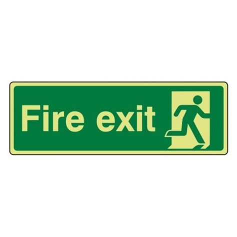 Photo Luminescent Plastic Fire Exit Running Man Right Safety Signs Uk