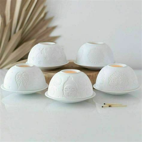 light glow tealight candle dome plate porcelain tea light holder gift