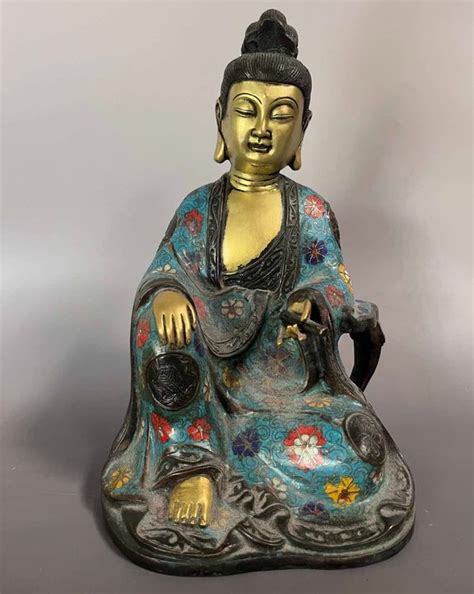 Bodhisattva Bronze Figur China Cloisonn Skulptur Vergoldet Kaufen