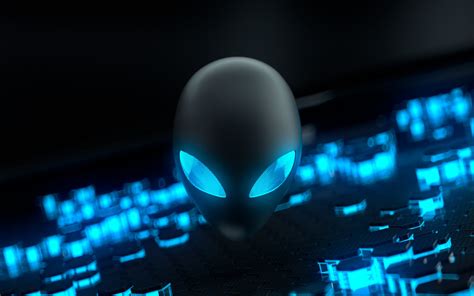 Alienware Wallpaper 4K, Blue, Glowing eyes, AMOLED, Stock