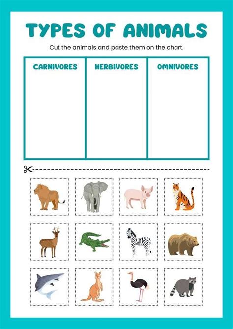 Types Of Animals English Cut And Paste Worksheet Animal Worksheets