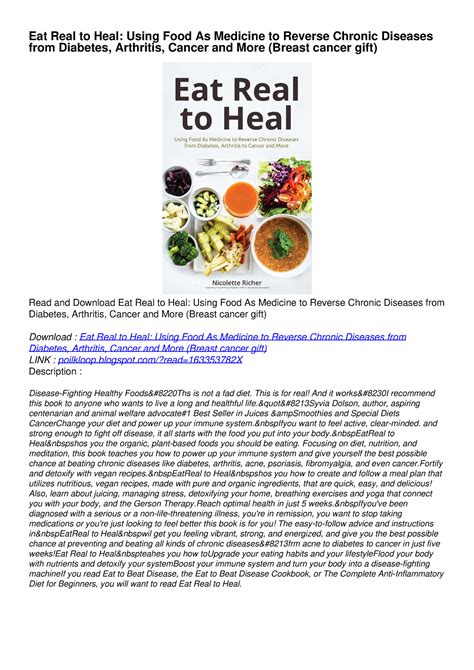 Pdf Kindle Download Eat Real To Heal Using Food As Medicine To Reverse