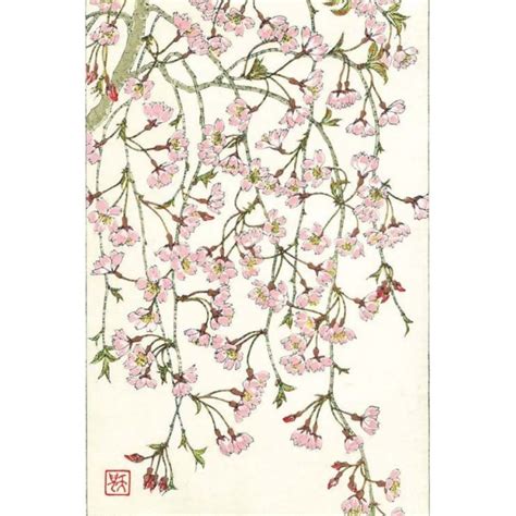 flower woodcut weeping cherry cny