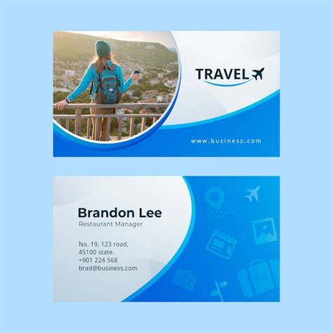 Premium Vector Gradient Travel Agency Horizontal Business Card Template