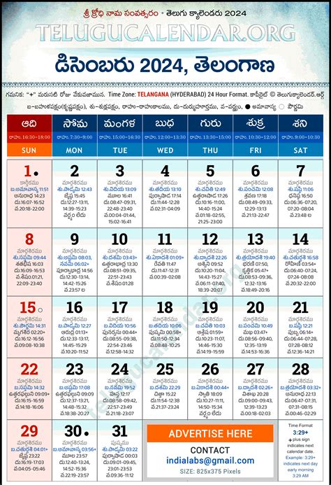 2025 December Telugu Panchangam Calendar 2025 Michelle Holden