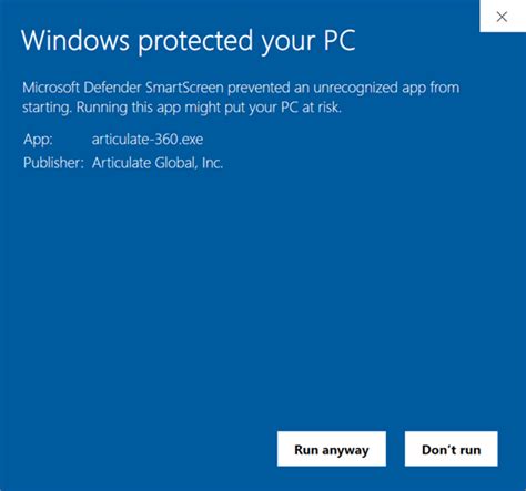 Microsoft Defender SmartScreen Prevents Articulate 360 From Installing