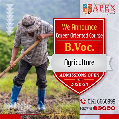 Apex University Announces B Voc Course In Agriculture Focused On