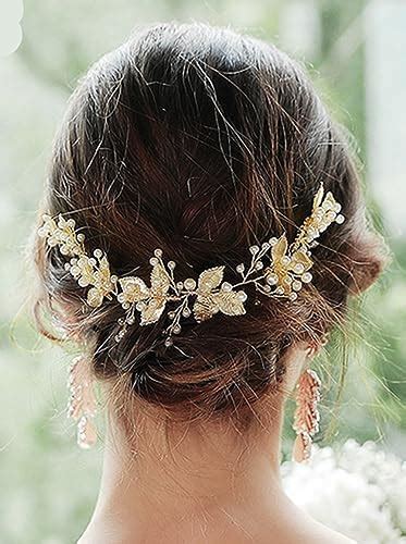 Amazon Denifery Wedding Leaf Hair Vine With Comb Bridal Pearl