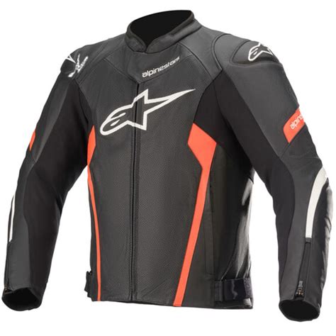 Alpinestars Faster V Airflow Leather Jacket Black White Red Fluo